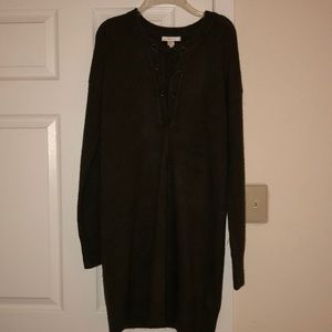 Olive-Green sweater dress